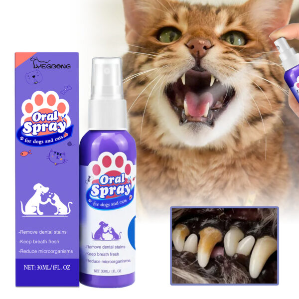 Cat And Dog Teeth Cleaning Spray To Remove Tooth Stains Fresh Breath Pet Oral Care Spray - Image 3