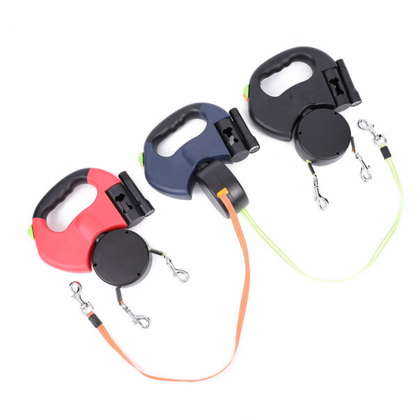 Retractable Dog Leash For Small Dogs Reflective Dual Pet Leash Lead 360 Swivel No Double Dog Walking Leash With Lights Pet Products - Image 2